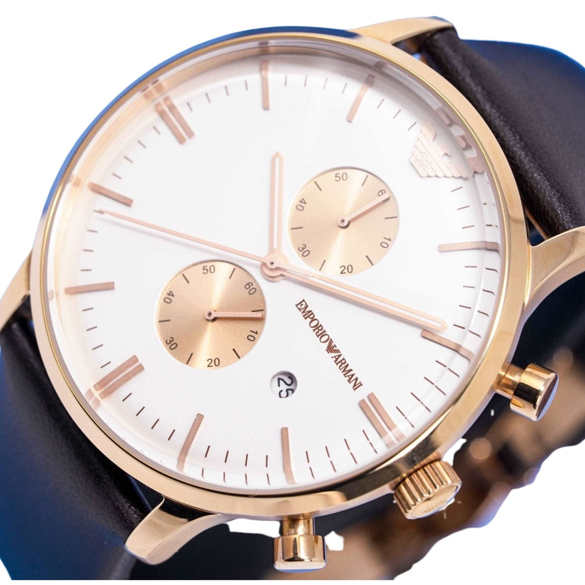 Emporio Armani Herrenuhr Ar0398 Men S Classic Gianni Chronograph Rose Gold Watch – AR0398