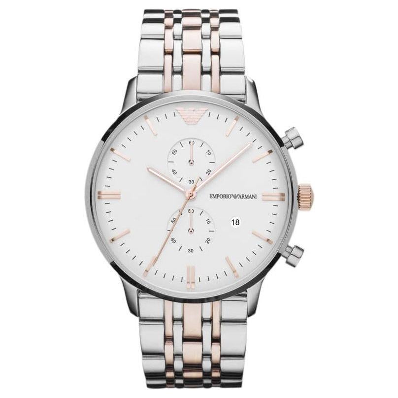 Emporio Armani Herrenuhr Ar0399 Men S Silver Chronograph Watch – AR0399