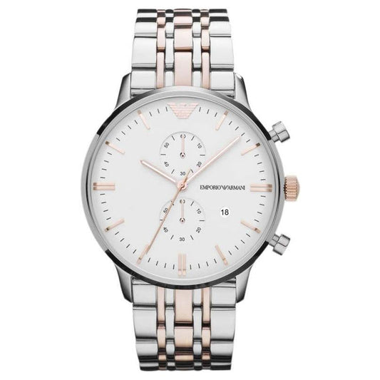 Emporio Armani Herrenuhr Ar0399 Men S Silver Chronograph Watch – AR0399