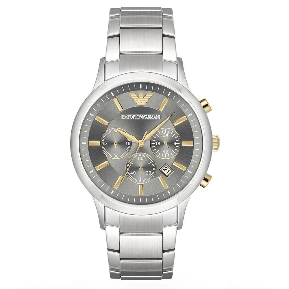 Emporio Armani Herrenuhr Ar11047 Men S Silver Chronograph Watch – AR11047