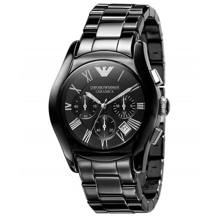 Emporio Armani Damenuhr Ar1401 Ladies Chronograph Ceramica Black Watch – AR1401