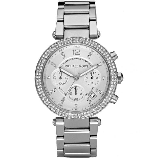 Michael Kors Damenuhr Mk5353 Ladies Parker Silver Chronograph Watch – MK5353