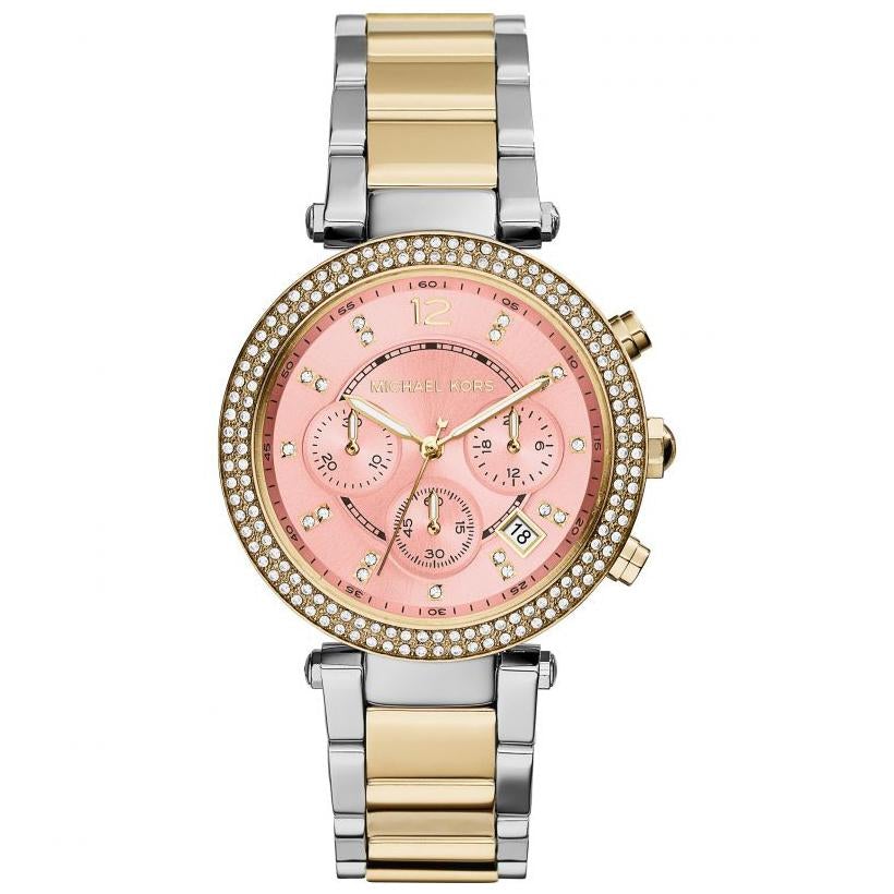 Michael Kors Damenuhr Mk6140 Ladies Silver Gold Chronograph Watch – MK6140
