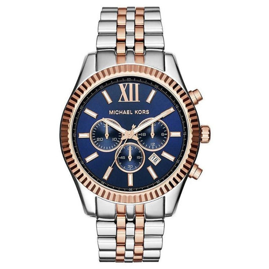 Michael Kors Herrenuhr Mk8412 Men S Lexington Chronograph Two Tone Blue Watch – MK8412