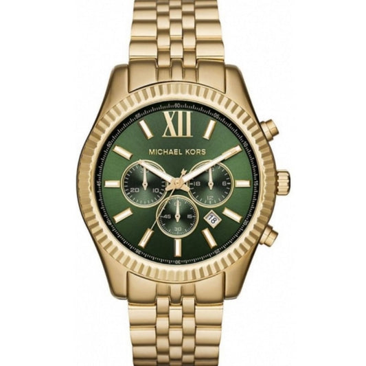 Michael Kors Herrenuhr Mk8446 Men S Lexington Chronograph Gold Green Watch – MK8446