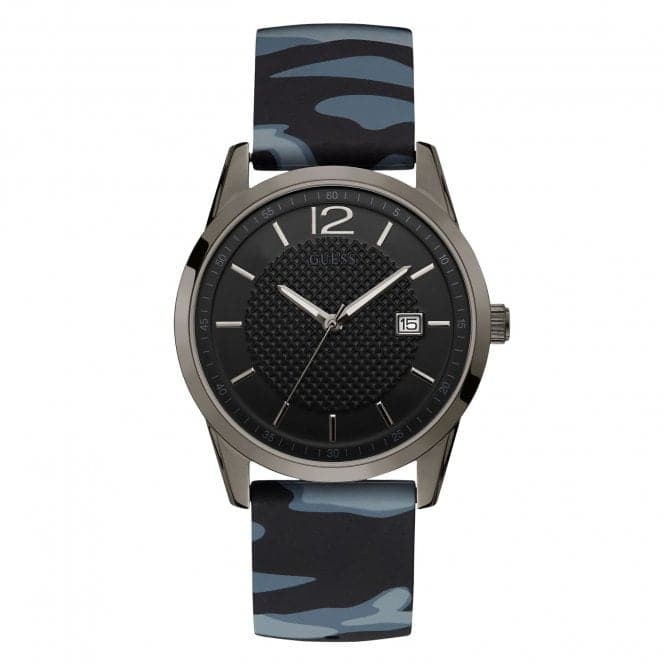 Guess Herrenuhr Gents Gunmetal Black Dial Camo Strap Watch W0991g6 – W0991G6