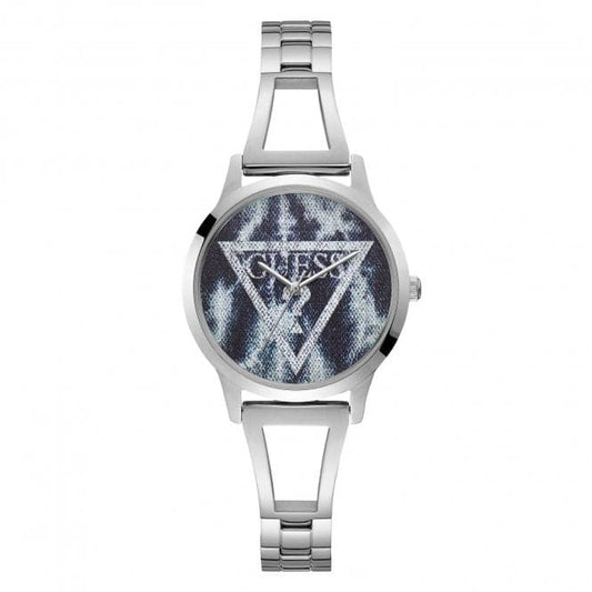Guess Damenuhr Watches Guess Ladies Silver Blue Acid Denim Logo Dial Watch W1145l1 – W1145L1