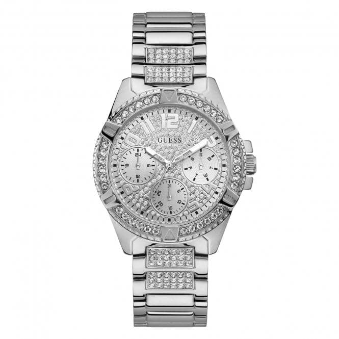 Guess Damenuhr Watches Guess Ladies Silver Crystals Glitz Dial Watch W1156l1 – W1156L1