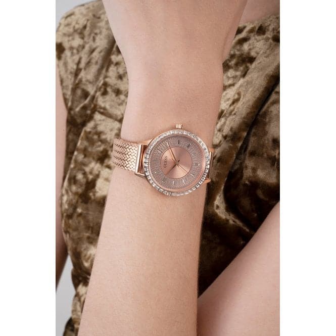 Guess Damenuhr Watches Ladies Soiree Stainless Steel Mesh Rose Gold Watch Gw0402l3 – GW0402L3