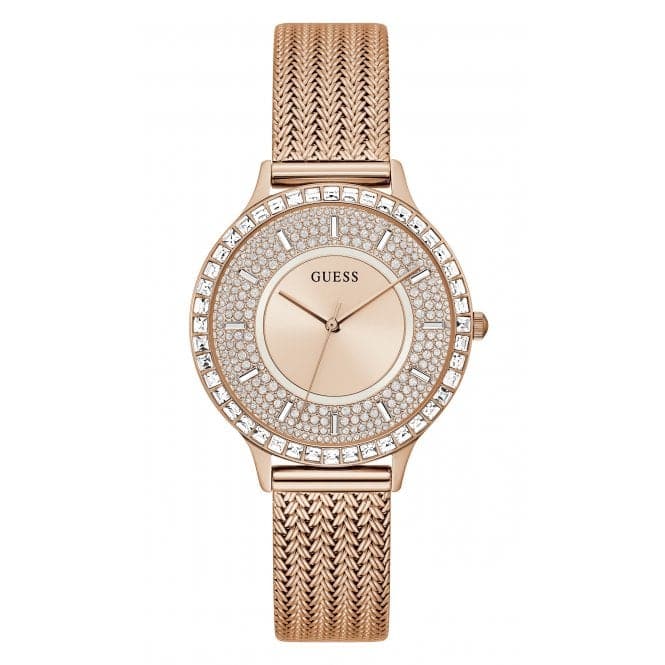 Guess Damenuhr Watches Ladies Soiree Stainless Steel Mesh Rose Gold Watch Gw0402l3 – GW0402L3