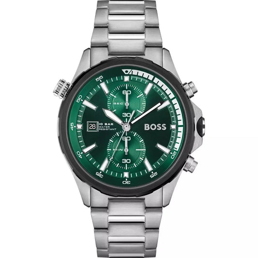 Hugo Boss Herrenuhr Mens 1513930 Chronograph Stainless Steel Watch With Green Dial – HB1513930