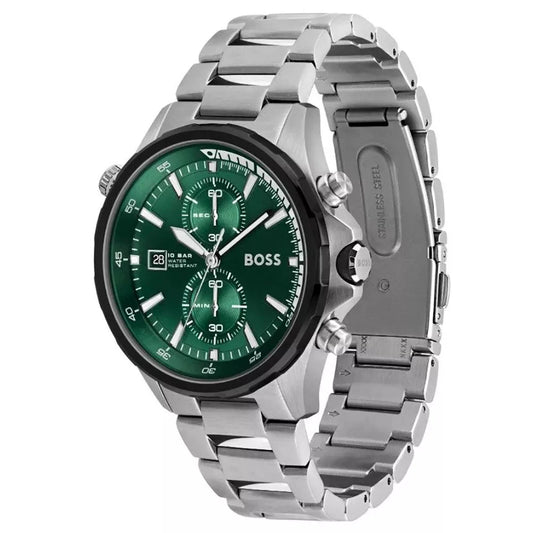 Hugo Boss Herrenuhr Mens 1513930 Chronograph Stainless Steel Watch With Green Dial – HB1513930