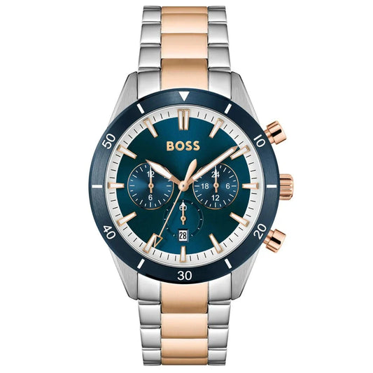 Hugo Boss Herrenuhr Mens 1513937 Santiago Chronograph Two Tone Watch – HB1513937