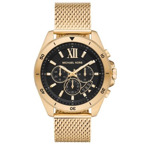Michael Kors Damenuhr Mk8867 Men S Brecken Gold Black Mesh Chronograph Watch – MK8867