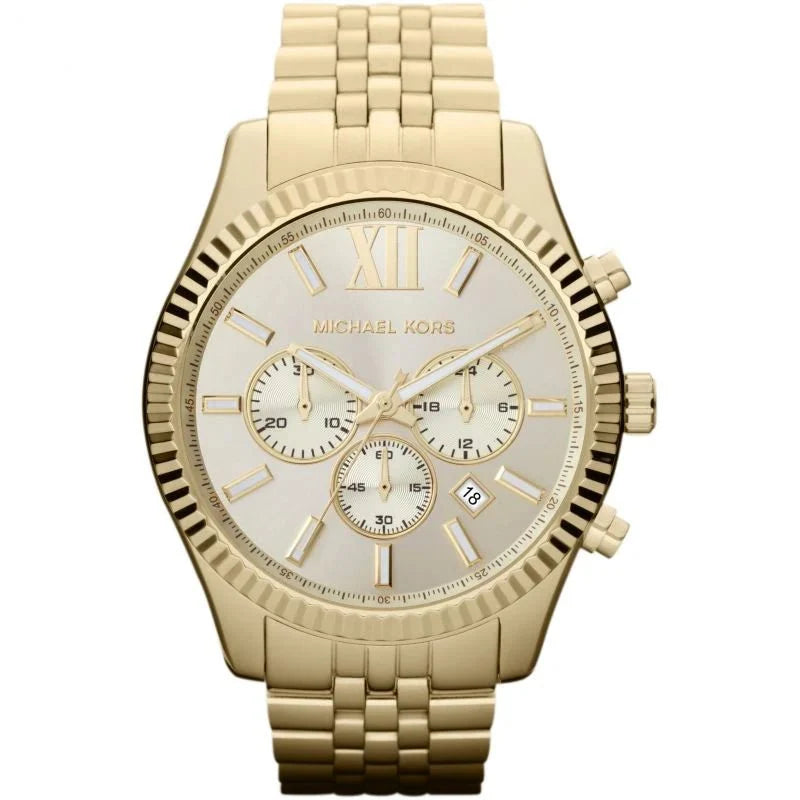 Michael Kors Herrenuhr Mens Chronograph Watch Lexington 45mm Gold Mk8281 – MK8281