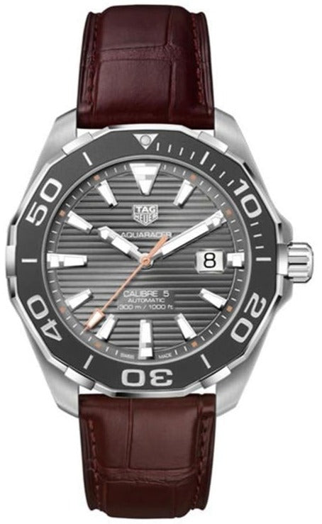 TAG Heuer Herrenuhr Aquaracer Caliber 5 Black Dial Brown Leather Strap Watch For Men Way201m Fc6474 – WAY201M.FC6474