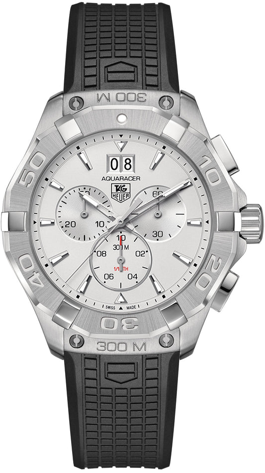 TAG Heuer Herrenuhr Aquaracer Chronograph White Dial Black Rubber Strap Watch For Men Cay1111 Ft6041 – CAY1111.FT6041
