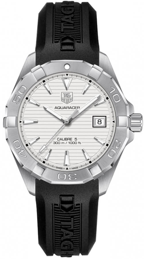 TAG Heuer Herrenuhr Aquaracer Caliber 5 White Dial Black Rubber Strap Watch For Men Way2111 Ft8021 – WAY2111.FT8021