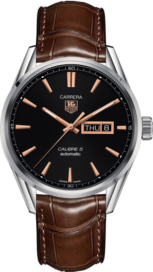 TAG Heuer Herrenuhr Carrera Automatic Black Dial Brown Leather Strap Watch For Men War201c Fc6291 – WAR201C.FC6291